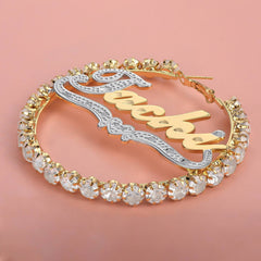 Exquisitely Carved Large Rhinestone Name Earrings