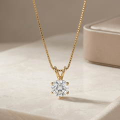 Moissanite pendant necklace, white gold plated setting