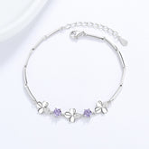 Sterling Silver Clover Bracelet with Zircon