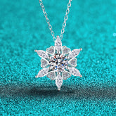 Heart Hexagonal Pendant Necklace with Moissanite Sterling Silver