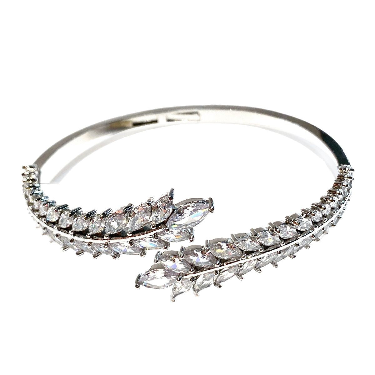 Crystal wheat ear bangle bracelet in gold