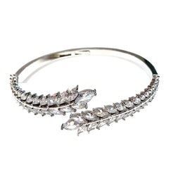 Crystal wheat ear bangle bracelet in gold