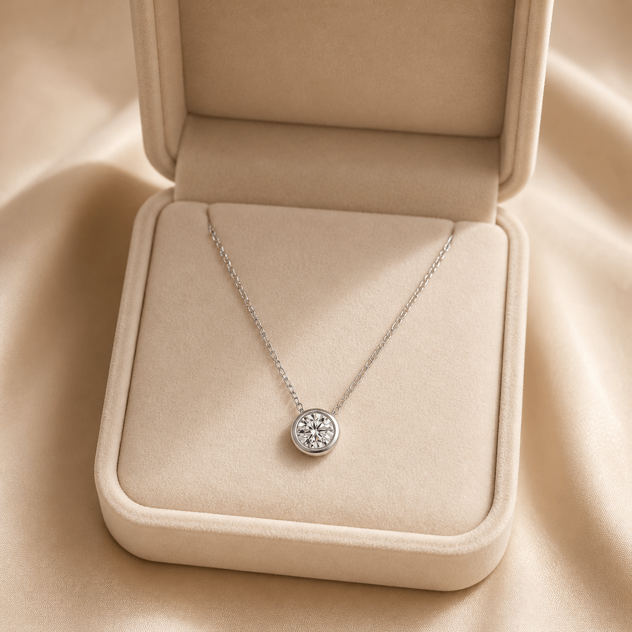 Modern bubble moissanite necklace in luxury gift box