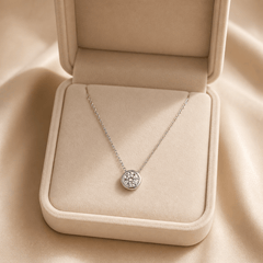 Modern bubble moissanite necklace in luxury gift box