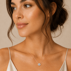 Bubble moissanite necklace detail view