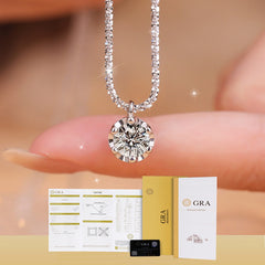 White moissanite pendant necklace with GRA certificate