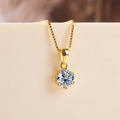 Gold-plated moissanite pendant necklace