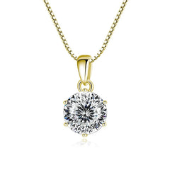 Gold moissanite pendant necklace, large stone detail