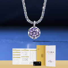 Rainbow AB moissanite pendant necklace with GRA branding