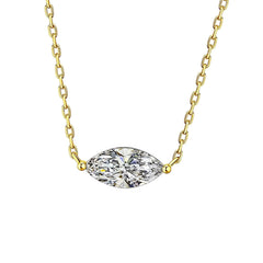 Marquise-cut moissanite pendant on a silver cross-chain with Pt950 plating