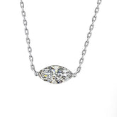 Marquise-cut moissanite pendant on a silver cross-chain with Pt950 plating