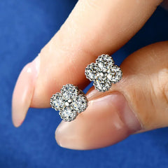 Moissanite clover jewelry set, gold and silver finish