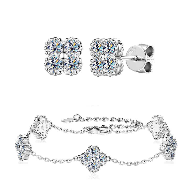 Four-leaf clover moissanite necklace pendant detail