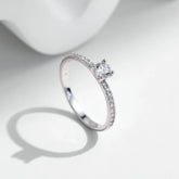 Square Cut D Color Moissanite Ring in 925 Sterling Silver