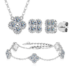 Moissanite clover bracelet with sterling silver chain