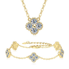 Clover moissanite jewelry set with authenticity certificate
