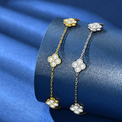 Clover moissanite necklace and earrings set