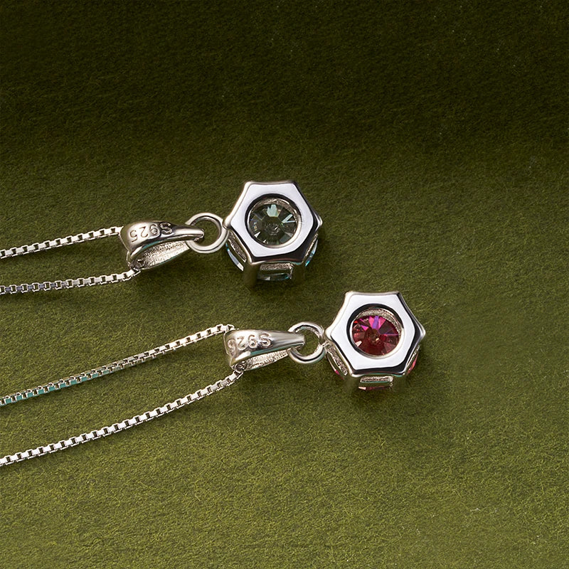 Moissanite pendant necklaces with gemstones