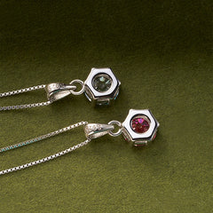 Moissanite pendant necklaces with gemstones