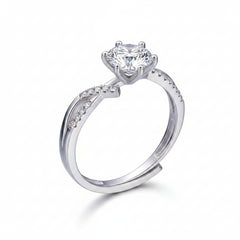 Cross moissanite ring detail shot