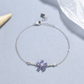 Sterling Silver Flower Zircon Bracelet for Women