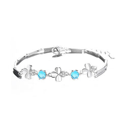 Sterling Silver Clover Bracelet with Zircon