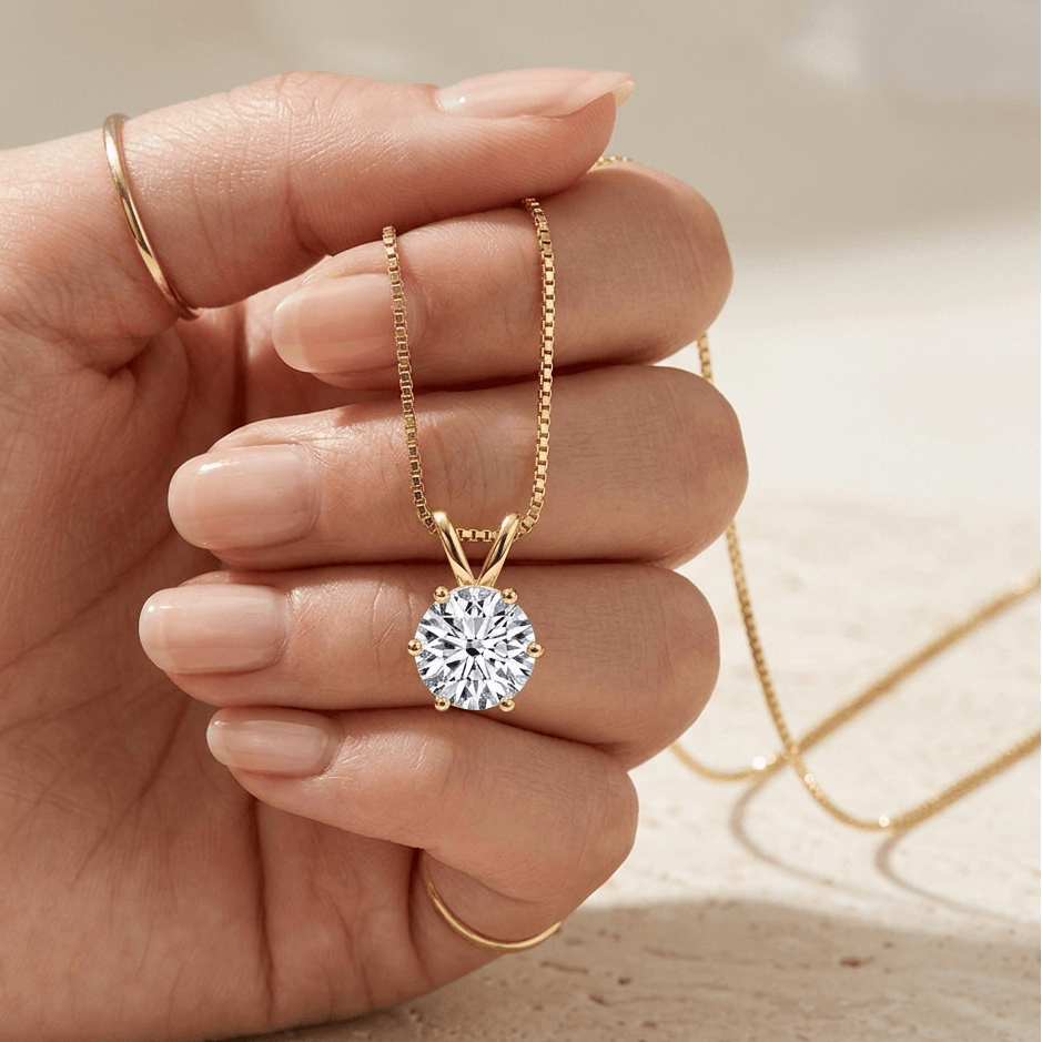 Moissanite pendant necklace, marquise setting