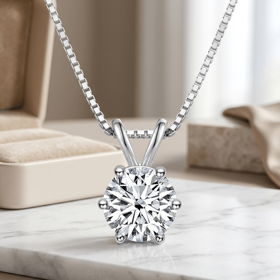 D color moissanite pendant necklace in luxury gift box