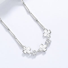 Sterling Silver Clover Bracelet with Zircon