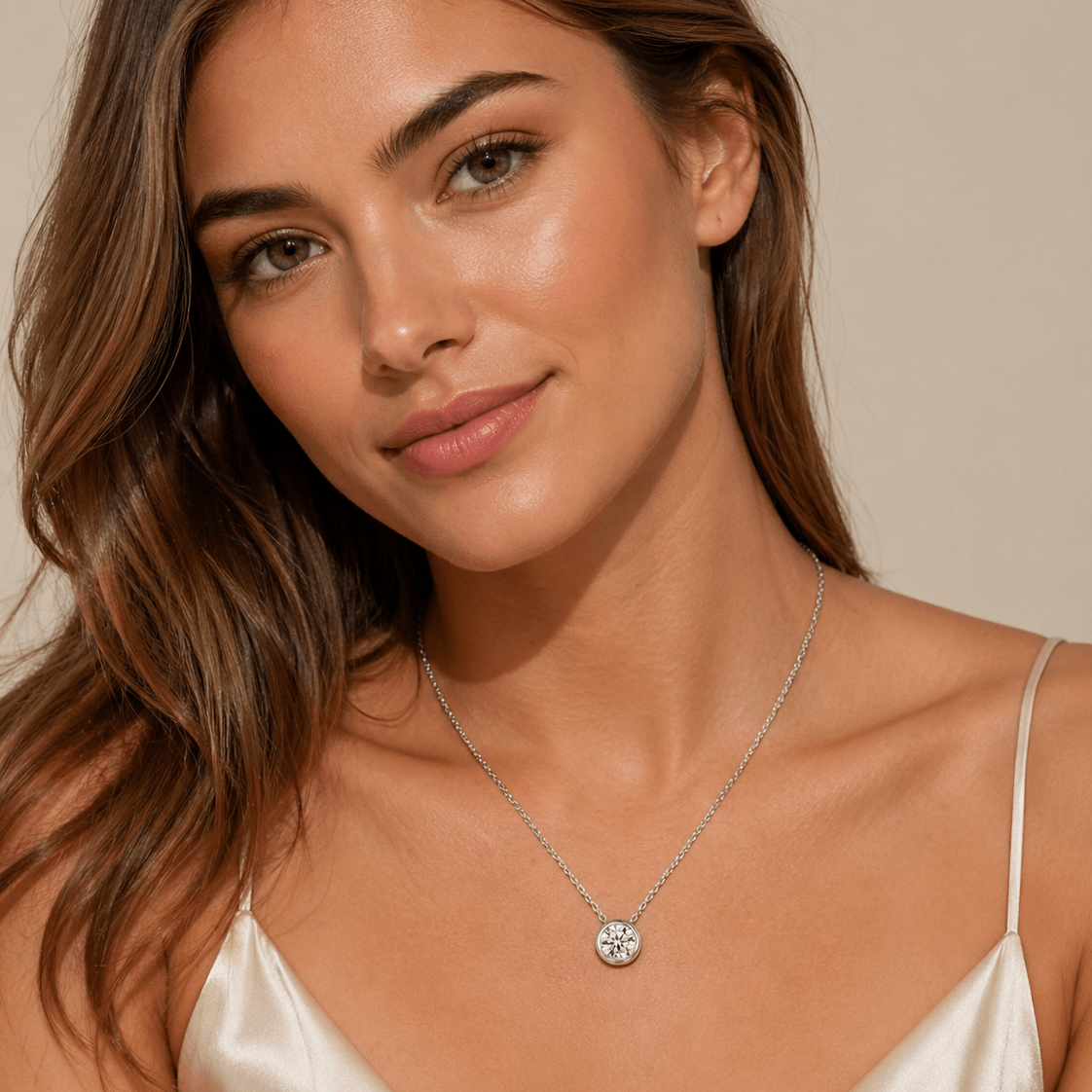 Bubble moissanite necklace, rose gold finish