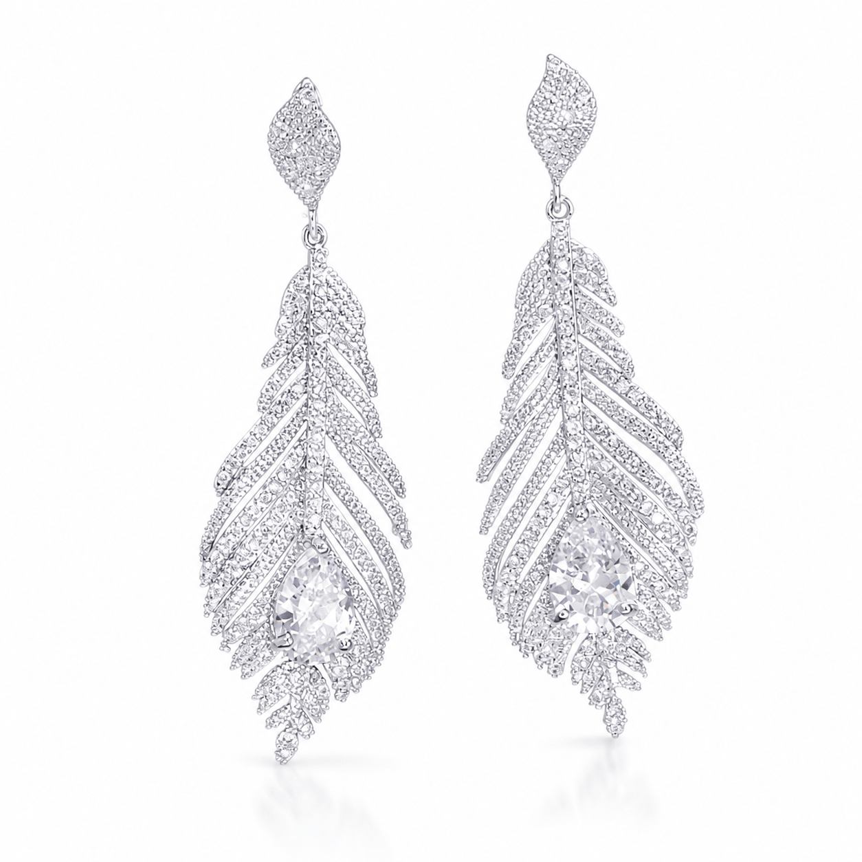 Feather stud earrings in 925 sterling silver