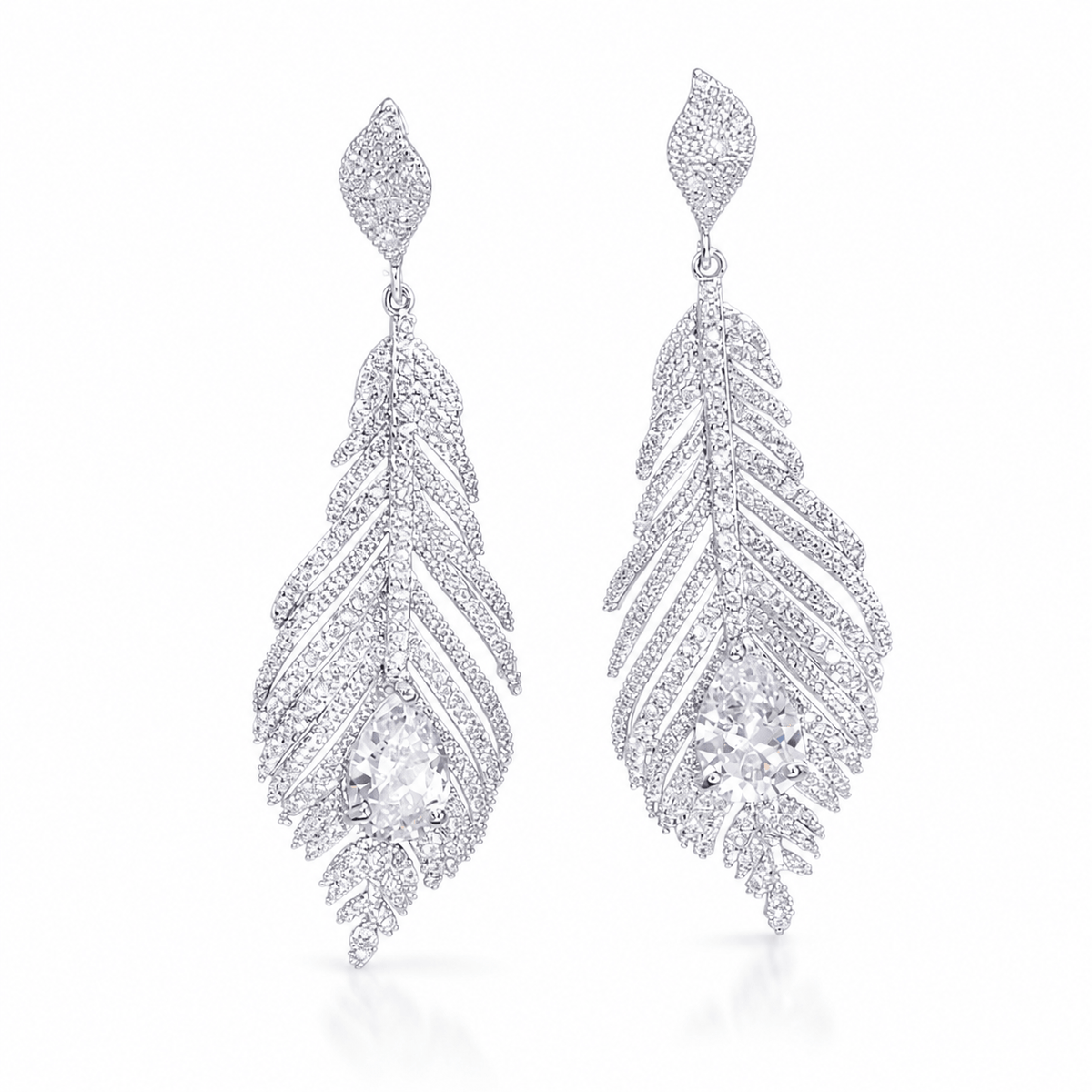 Feather stud earrings in 925 sterling silver