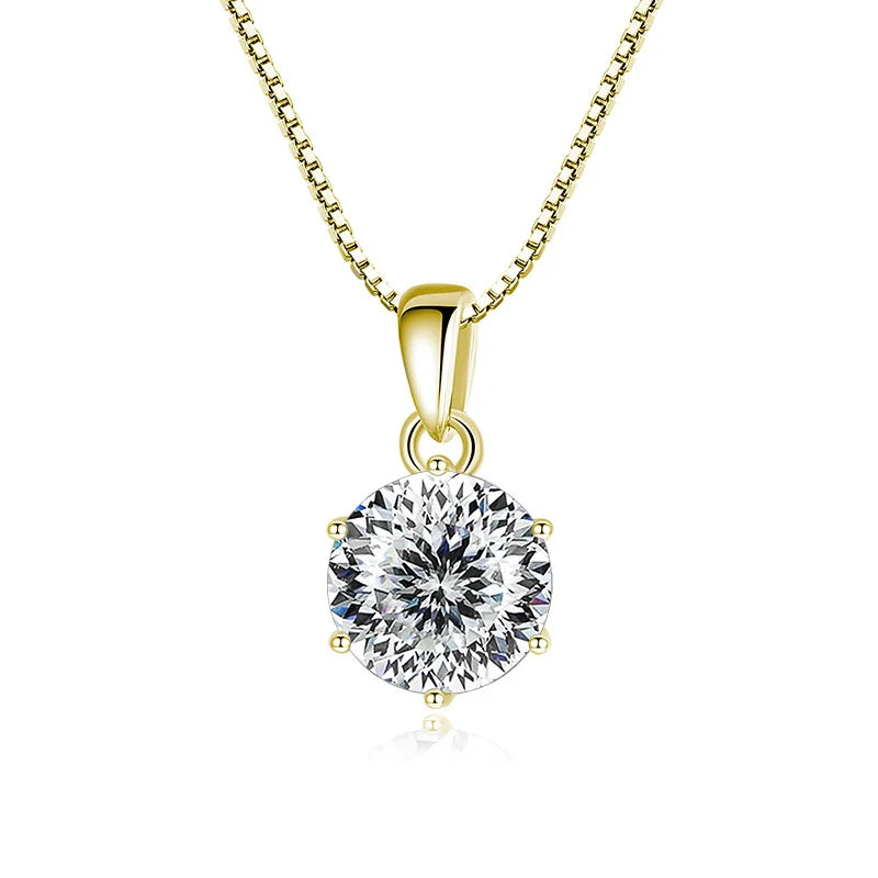 Gold moissanite pendant necklace, large stone detail