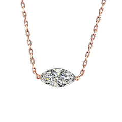 Marquise-cut moissanite pendant on a silver cross-chain with Pt950 plating