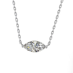 Marquise-cut moissanite pendant on a silver cross-chain with Pt950 plating