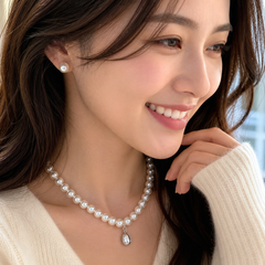 Freshwater pearl necklace, 925 sterling silver chain