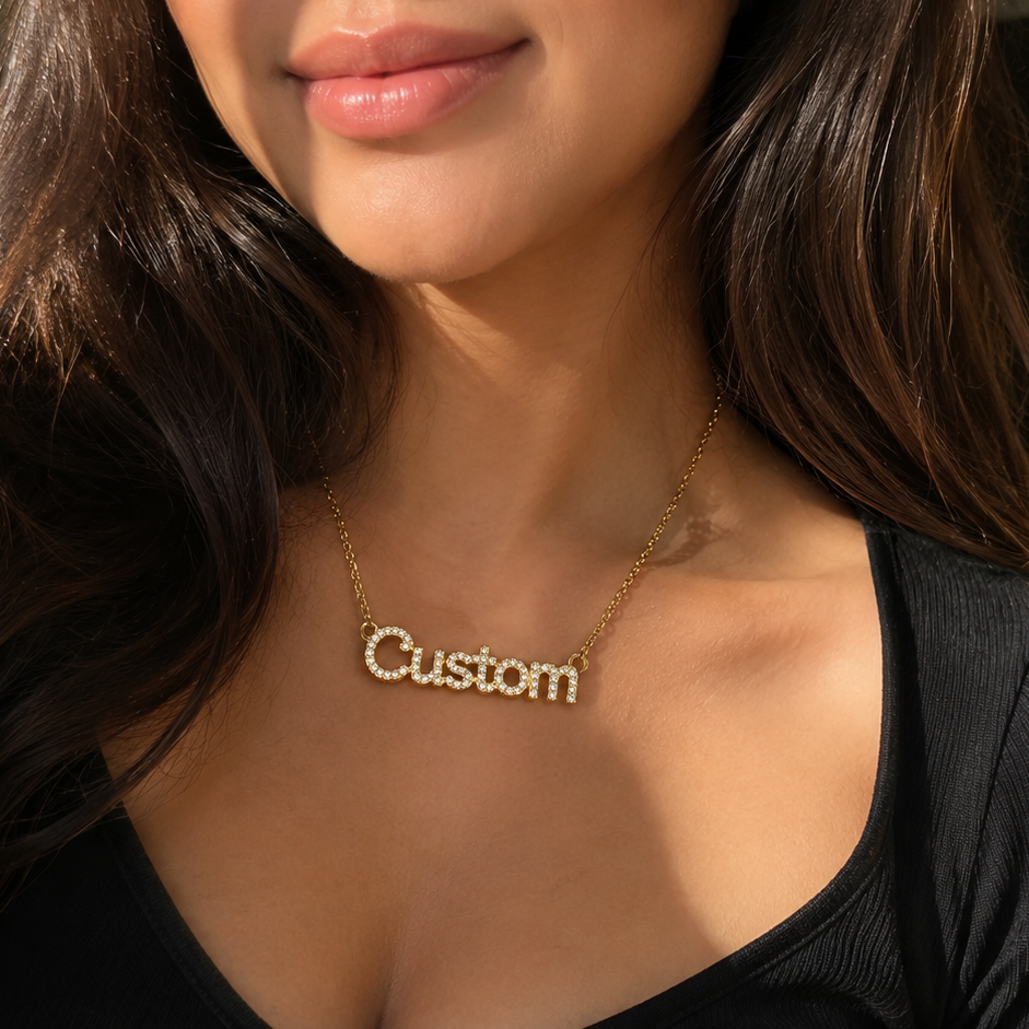 Custom letter necklace, gold plated with name pendant