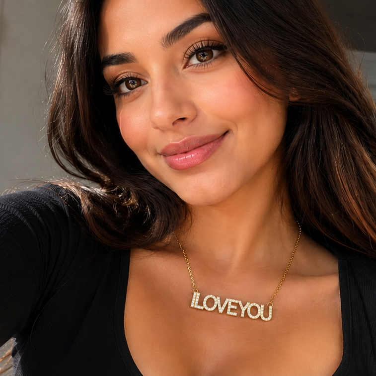 Personalized name necklace in silver with zircon letters