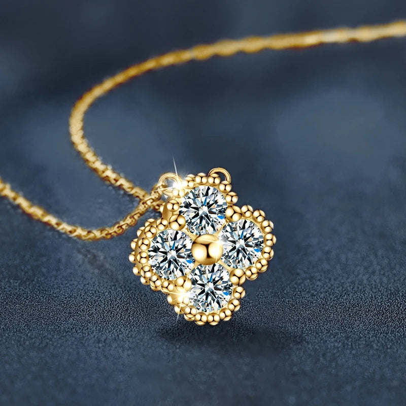 Clover moissanite earrings, gold plated set