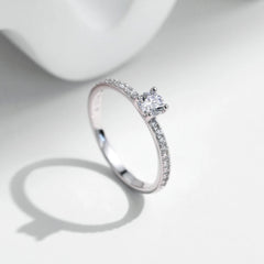 Square Cut D Color Moissanite Ring in 925 Sterling Silver