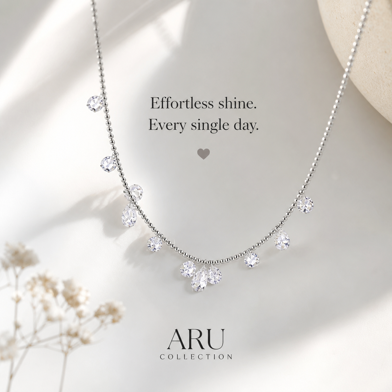 Water Drop Zirconium Necklace aru collection 