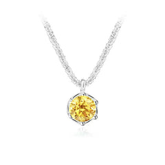 Yellow moissanite pendant necklace, 925 sterling silver