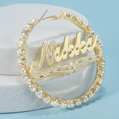 Exquisitely Carved Large Rhinestone Name Earrings