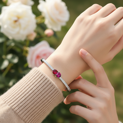 Rose-design rhinestone bracelet, adjustable open cuff